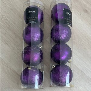 Purple Shatterproof Baubles - Set of 8